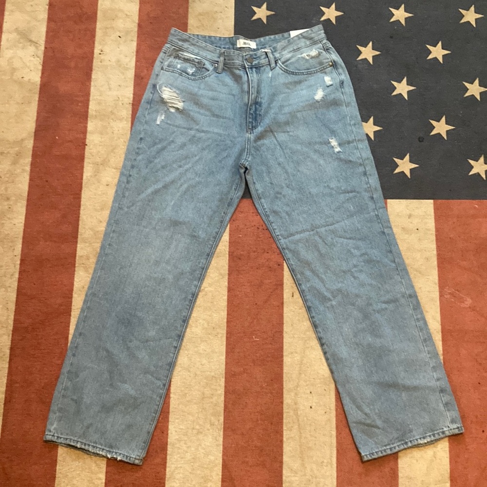 Pre-Distressed Light Denim Dad Jeans